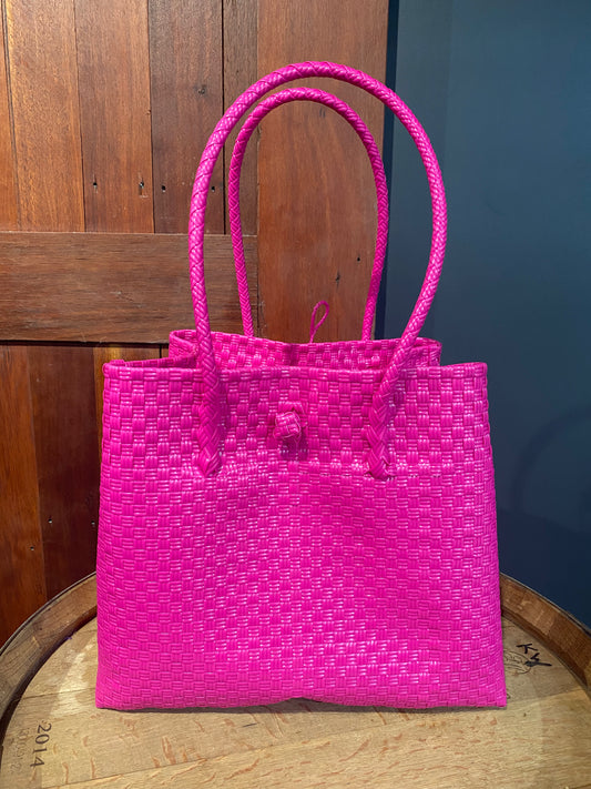 Hot Pink Woven Bag Large