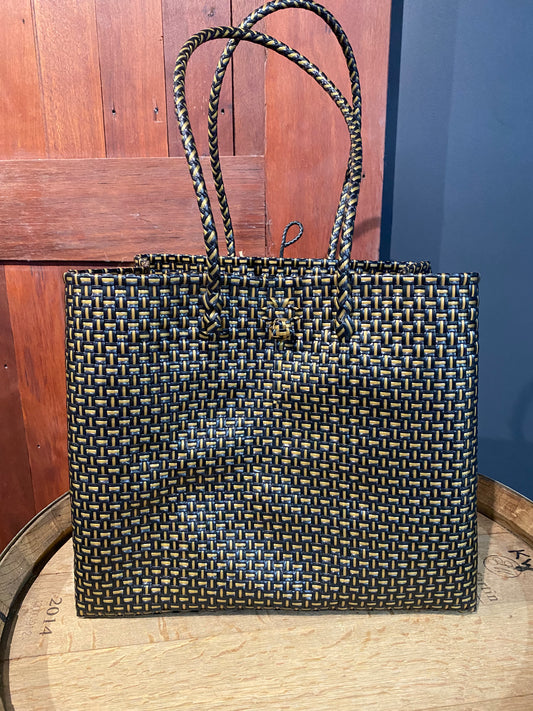 Black and Gold Standard Woven Bag Large