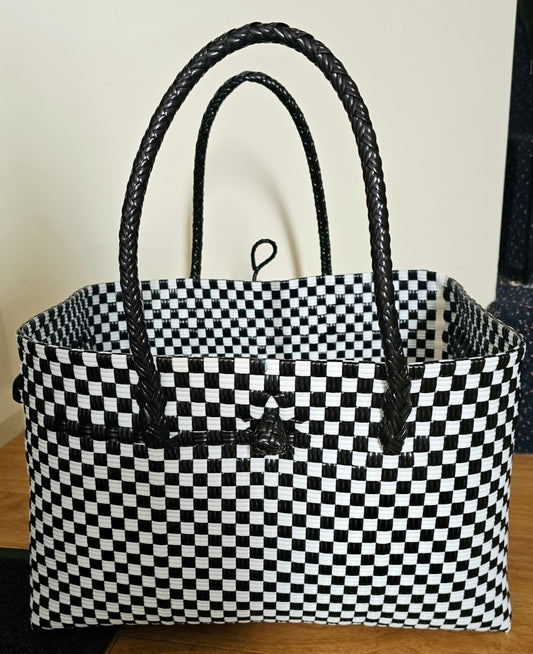 Black and White Check Basket